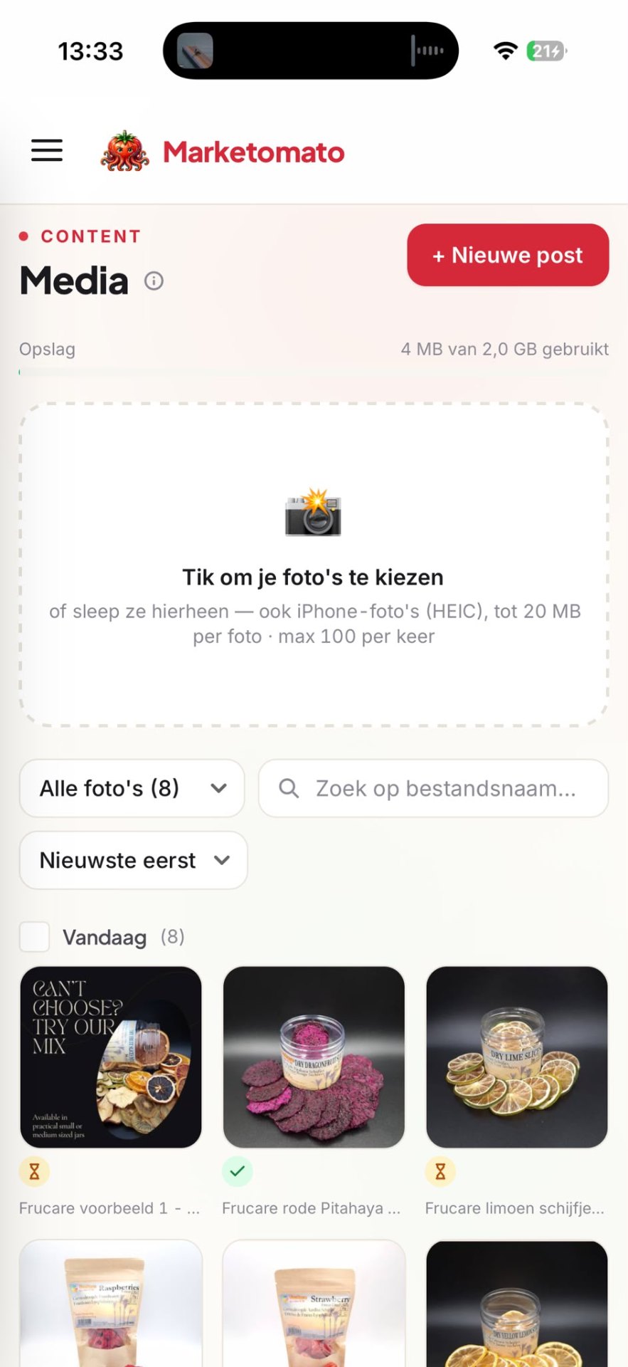 Marketomato mobiele Media-pagina